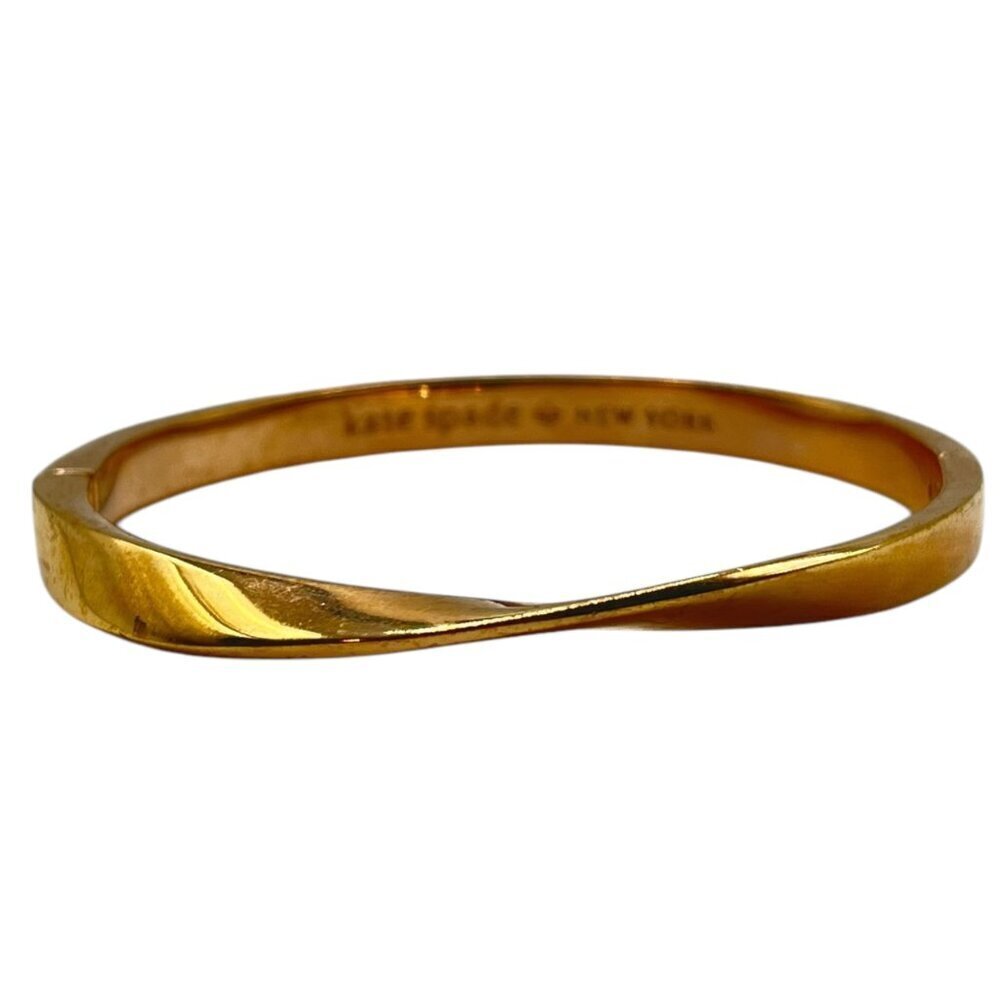 Kate Spade New York Gold Tone Twisted Hinged Bangle Bracelet Minimalist Classic